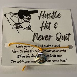 Handmade Softball Yellow Hemp Cord Wishing Bracelet Brand New